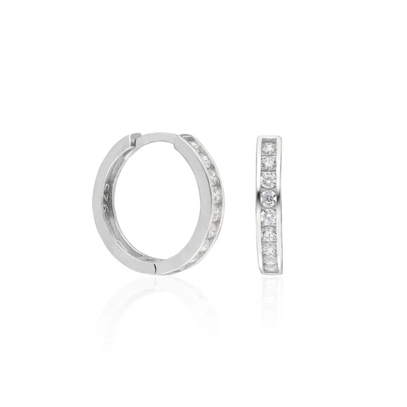 Elmas Taşlı Bayan Gümüş Küpe - 5