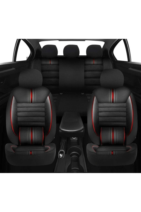 NiCe Shop Volkswagen Golf 6 Uyumlu Koltuk Kılıfı Titan Serisi Deri - Kırmızı - 2