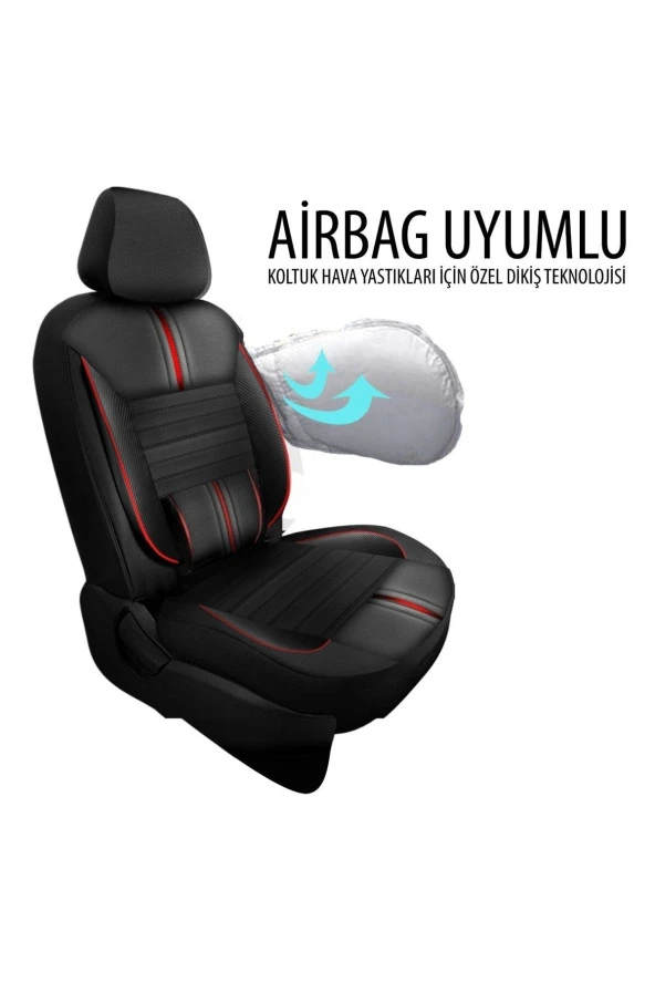 NiCe Shop Dacia Logan Uyumlu Koltuk Kılıfı Titan Serisi Deri - Kırmızı - 4