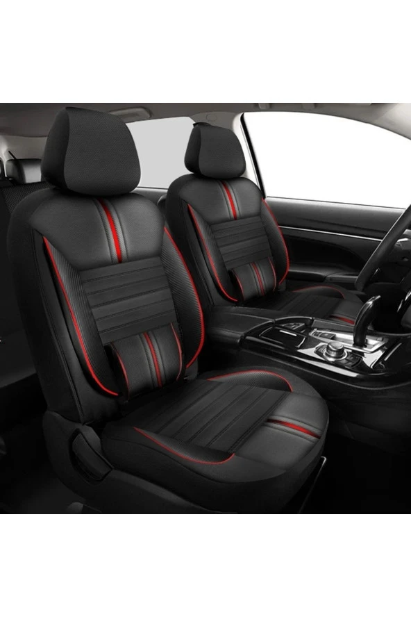 NiCe Shop Ford Focus 4 Uyumlu Koltuk Kılıfı Titan Serisi Deri - Kırmızı