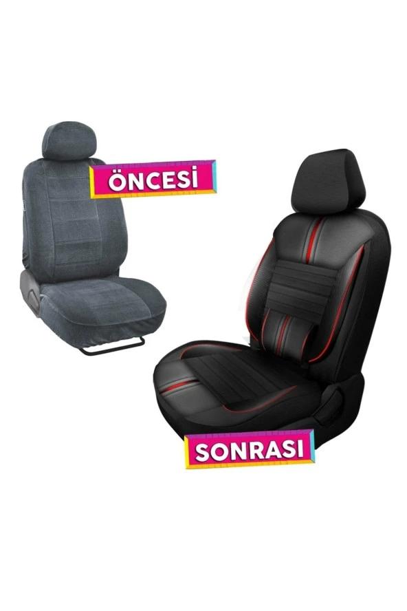 NiCe Shop Audi A4 1994-2008 Uyumlu Koltuk Kılıfı Titan Serisi Deri - Kırmızı - 3