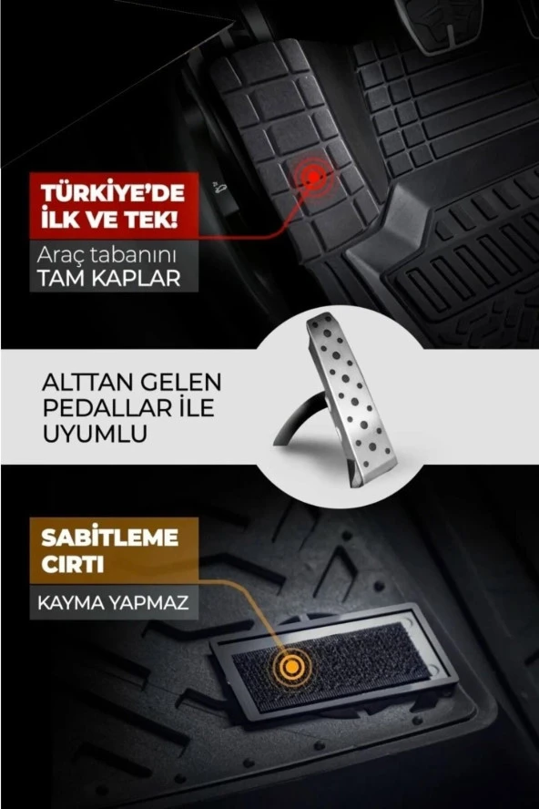 NiCe Shop Nice Premium Lüks Üniversal 4d Havuzlu Oto Paspas - 3