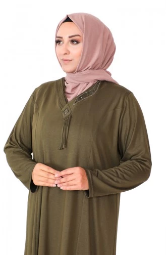 Büyük Beden Taş Baskılı Penye Elbise - 4