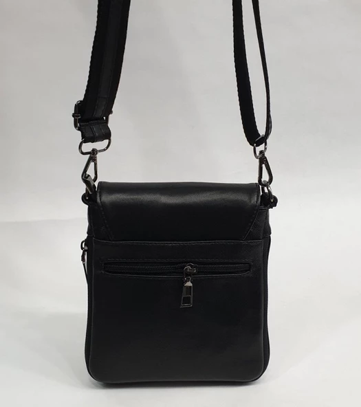 Küçük Boy Kapaklı Deri El Çantası - Resim 3