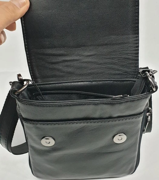 Küçük Boy Kapaklı Deri El Çantası - Resim 9