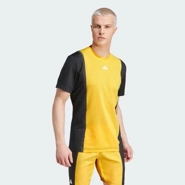 Adidas IS8972 Tennis Heat.Rdy Pro Freelift 3d Rib Erkek Sarı Tişört - 3