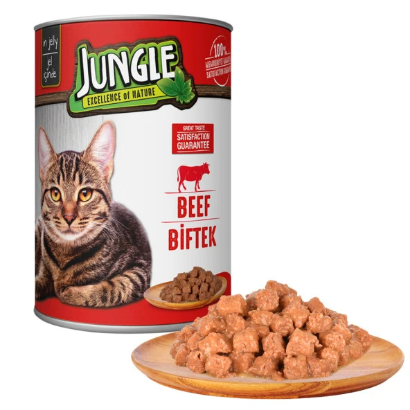 Jungle Kedi 415 gr Biftekli Konserve Skt: 06/2027 - 1
