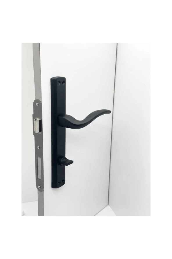 Trim Mat Siyah Lüx Aynalı Wc Banyo Kapı Kolu Sağ Basar 2 Takım - Resim 2