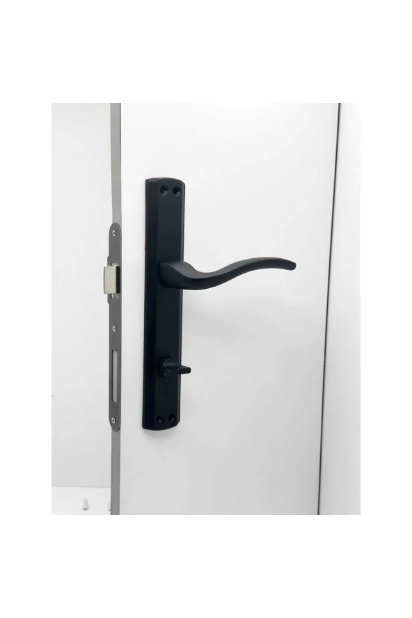 Trim Mat Siyah Lüx Aynalı Wc Banyo Kapı Kolu Sağ Basar 2 Takım - Resim 3