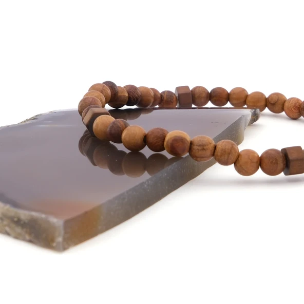 Kahverengi Ahşap Doğal Taş Erkek Bileklik EBLK-380 - Resim 4
