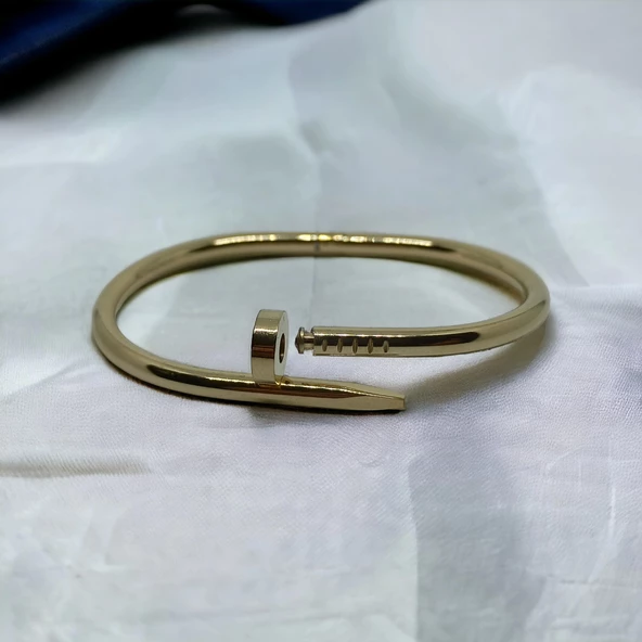 Gold Paslanmaz Çelik Çivi Kelepçe Bileklik Bilezik - 3