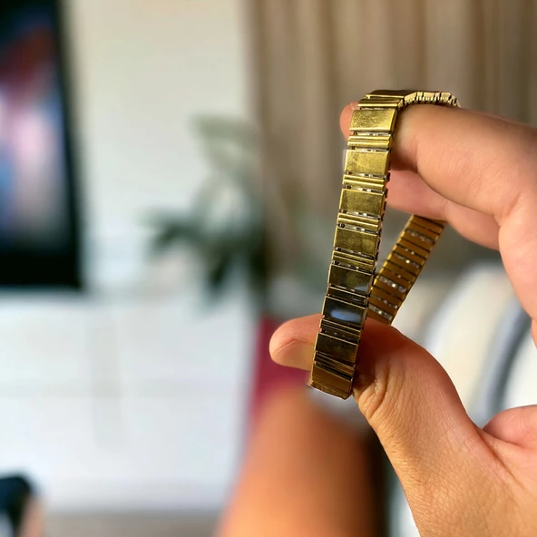 Altın Rengi Paslanmaz Çelik Yaylı Bileklik - 3