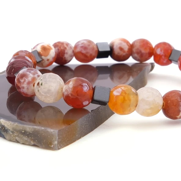 Kahverengi Akik Doğal Taş Erkek Bileklik EBLK-390 - Resim 4