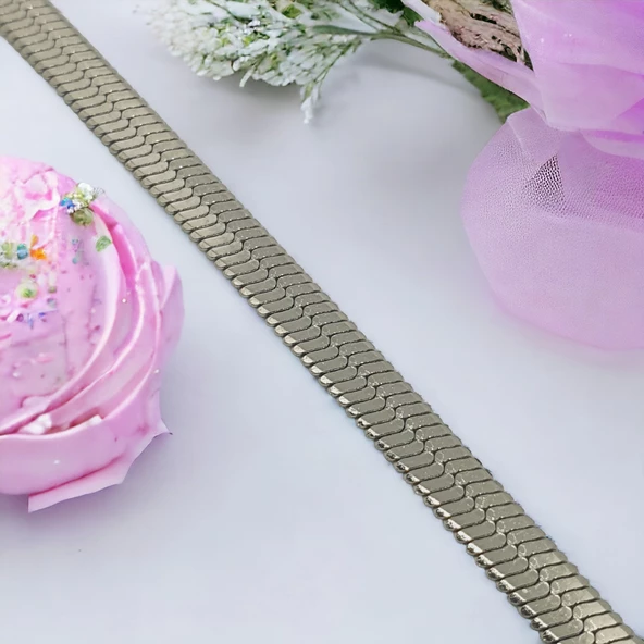 Gümüş Rengi Görünümlü Kalpli Boy Ayarlı Bileklik - Resim 4