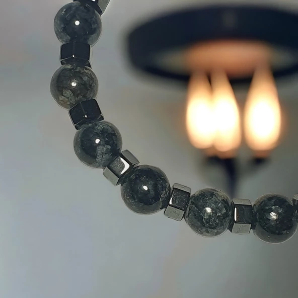 Doğal Taşlı Unisex Kadın/Erkek Esnek Bileklik - 4