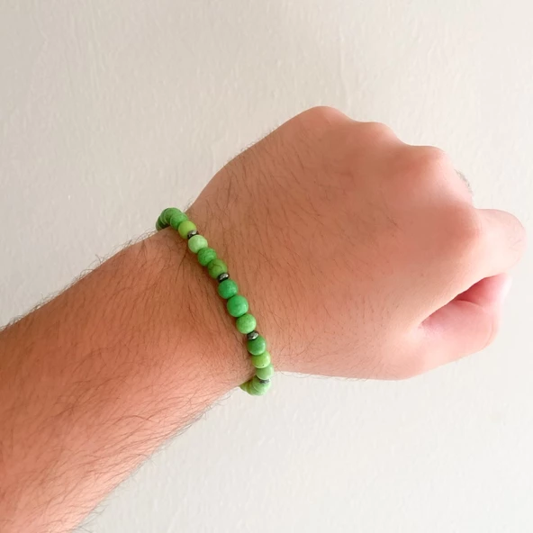 Yeşil Ay Taşı Doğal Taş Erkek Bileklik EBLK-399 - Resim 2