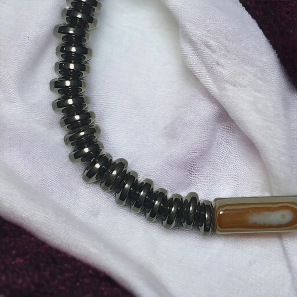 Doğal Taşlı Unisex Kadın/Erkek Esnek Bileklik - Resim 2