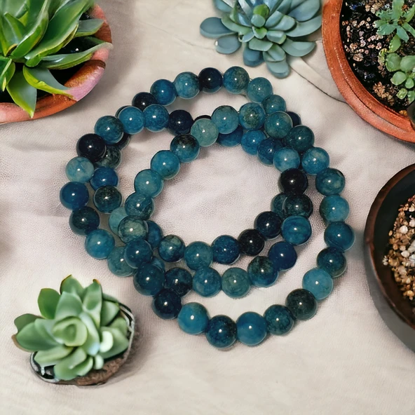 Doğal Taşlı Unisex Kadın/Erkek Esnek Bileklik - Resim 3