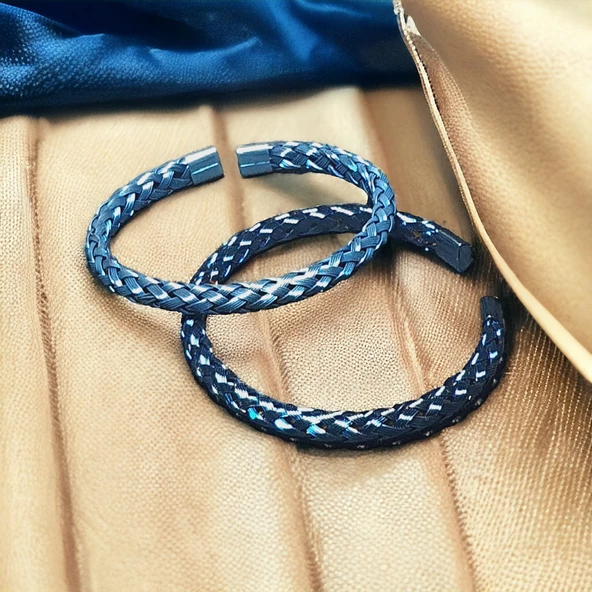 Unisex Kadın/Erkek Esnek Bijuteri Bileklik-Mavi Renkli - 3