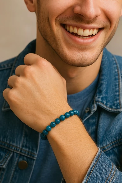 Doğal Taşlı Unisex Kadın/Erkek Esnek Bileklik ürün görseli