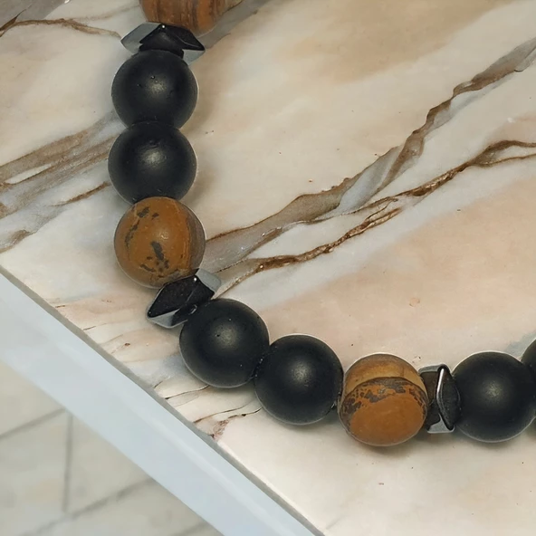 Doğal Taşlı Unisex Kadın/Erkek Esnek Bileklik - 3