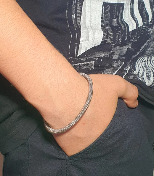 Unisex Kadın/Erkek Esnek Bijuteri Bileklik-Gümüş Renkli - 1