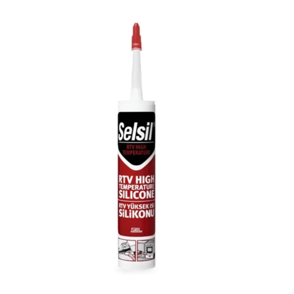 Selsil RTV Yüksek Isı Silikonu Kırmızı 255 Derece 310 ml