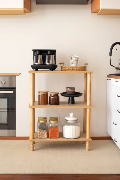 Concept 2 Raflı Organizer Kitaplık Banyo Mutfak Dolabı Balkon Ofis Düzenleyici Ahşap Nature - 4