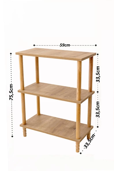Concept 2 Raflı Organizer Kitaplık Banyo Mutfak Dolabı Balkon Ofis Düzenleyici Ahşap Nature - 6