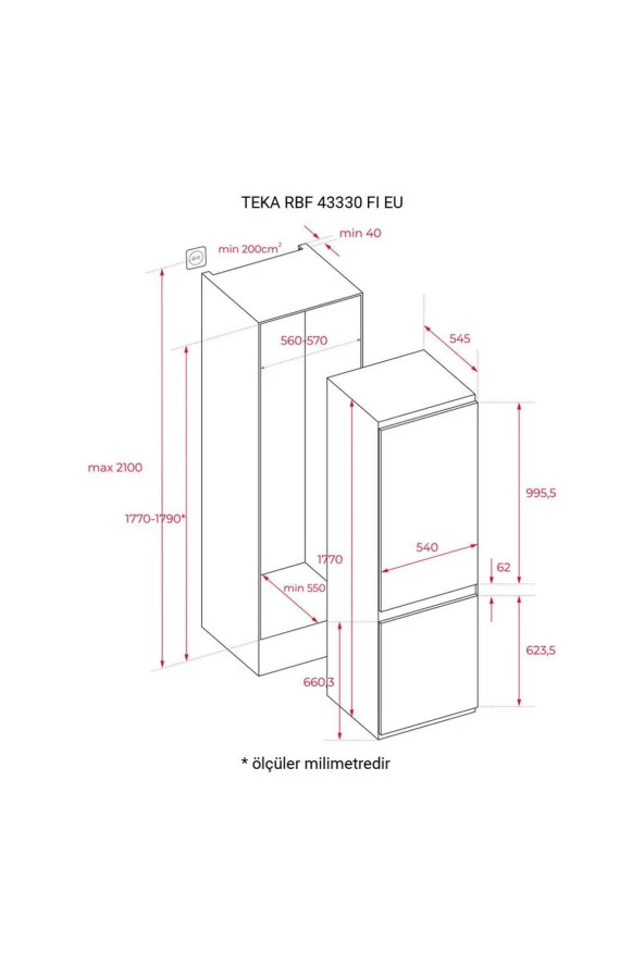 Teka RBF 43330 FI EU Ankastre Buzdolabı - Resim 2