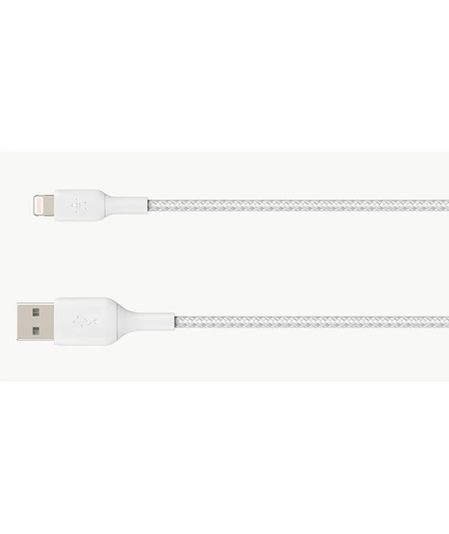 Belkin Örgülü Apple Lightning Hızlı Şarj ve Data Kablosu 1m Beyaz