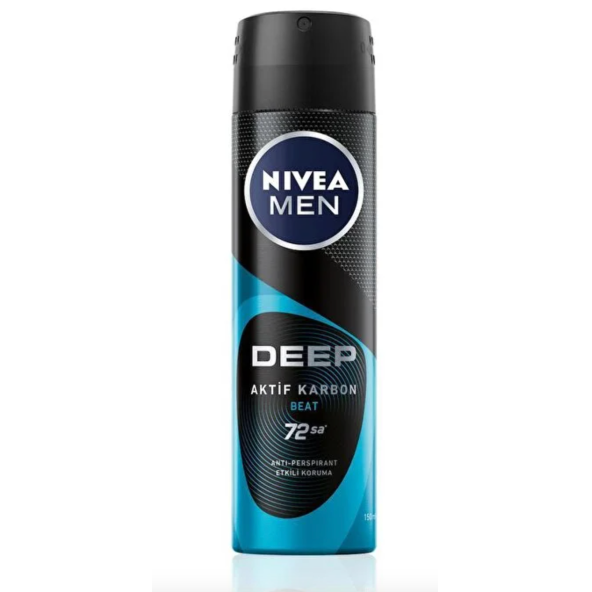 Nivea Men Deodorant Deep Beat Aktif Karbon Erkek Sprey 150 ml