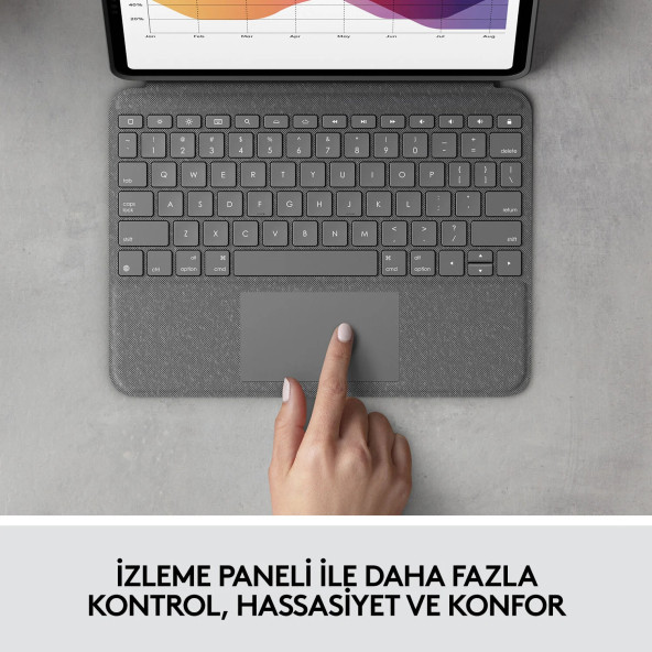 Logitech Slim Folio Touch iPad Air 10.9 inç 4. Nesil ile Uyumlu Klavyeli Kılıf - Koyu Gri - 2