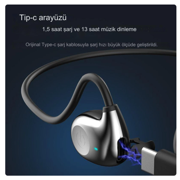 Kemik İletimli  HD Ses Uzun Pil Ömürlü Su Geçirmez Spor,Koşu İçin Boyuna Asmalı  Bluetooth Kulaklık - 4