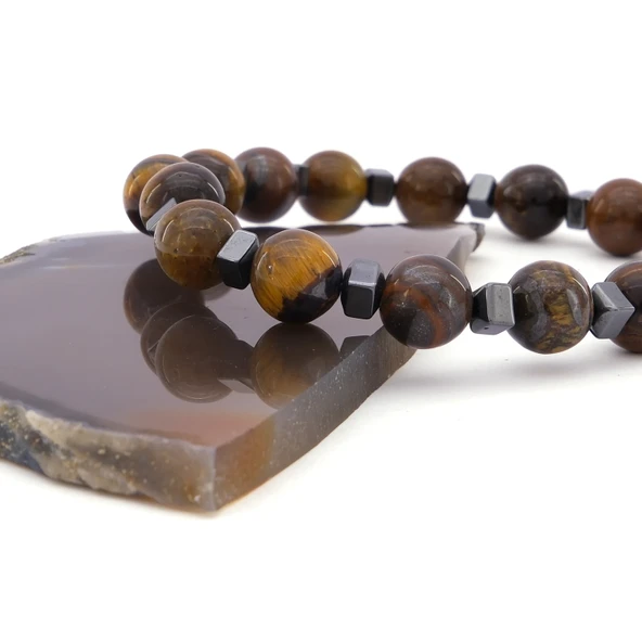 Kaplan Gözü Doğal Taş Erkek Bileklik EBLK-484 - Resim 4