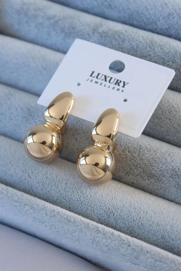 Altın Sarısı Gold Renk Top Model Kadın Küpeler ürün görseli