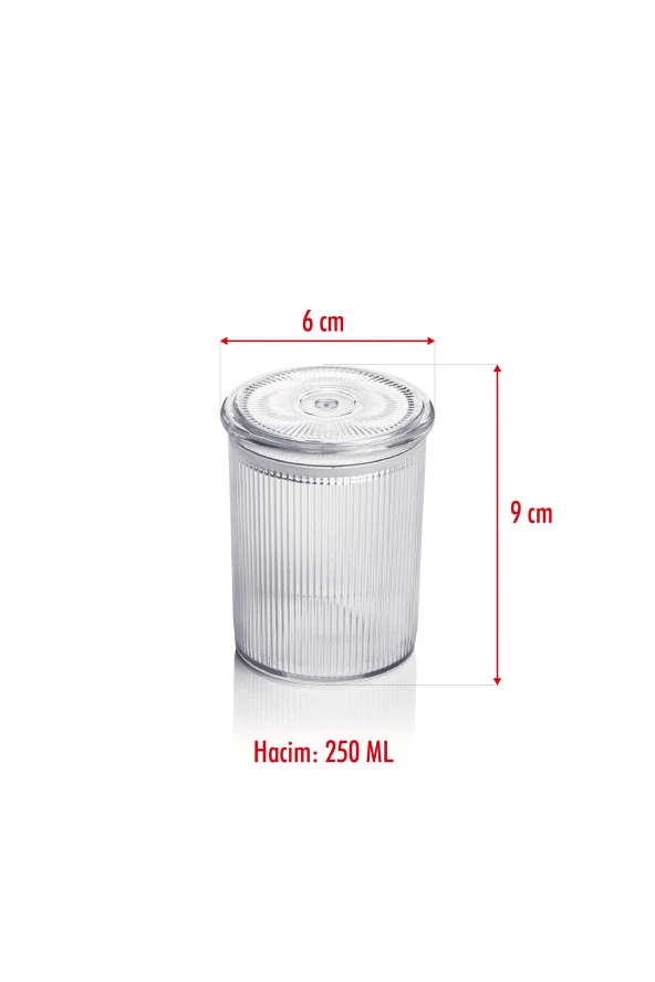 6'lı Barok Yuvarlak Baharat Kavanoz Seti & Saklama Kabı & Erzak Kabı (6*250 ML) - 5