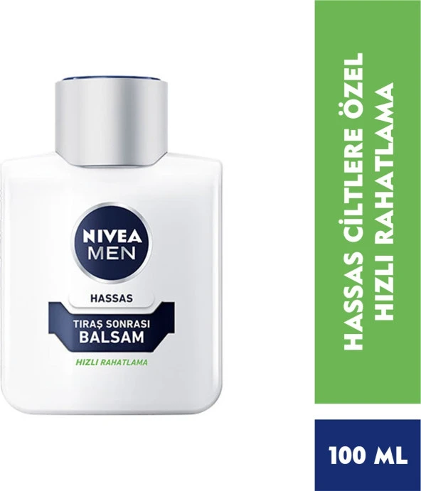 NIVEA Men Hassas Tıraş Sonrası Balsam 100ml, Hassas Ciltler,Alkolsüz Formül