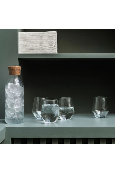 1 Lt Karaf Sürahi Ikea Şişe Mantar Kapaklı Yükseklik: 27 Cm A Kalite Isıya Dayanıklı Cam - Resim 3