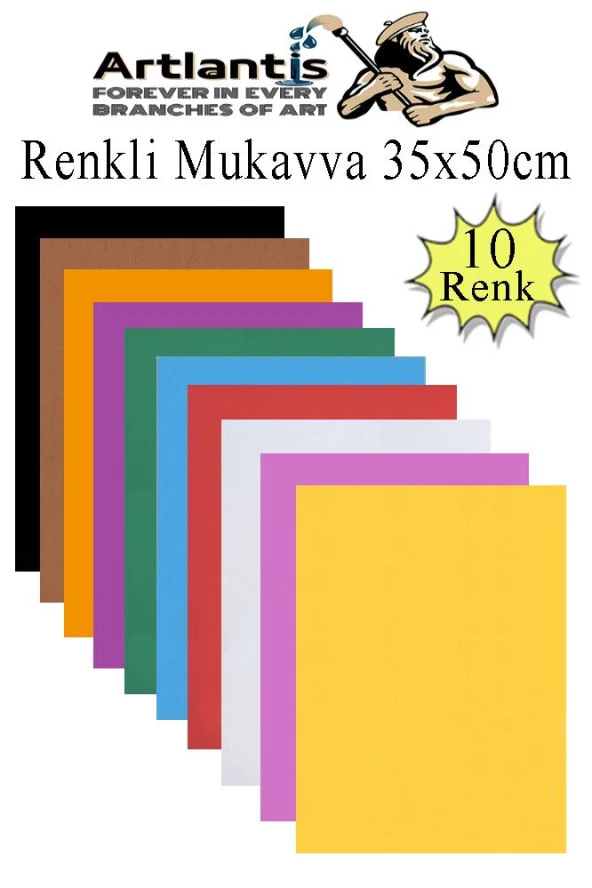 Renkli Mukavva 10 Renk 35x50 cm 1 Paket Sert Renkli Karton 1.0 mm Okul Okul Öncesi Anasınıfı Hobi Etkinlik