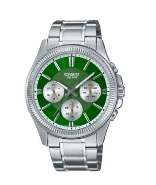 Casio MTP-1375D-3AVDF Quartz Çelik Gri Yeşil Kadran 42 mm Erkek Kol Saati