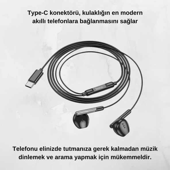Coofbe Hc Type-C Giriş HD Mikrofonlu Kulakiçi Kablolu Type-C Kulaklık İphone 15 15 Pro Max Uyumlu - 4