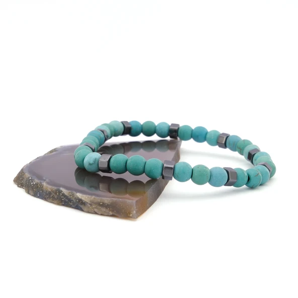 Turkuaz Doğal Taş Erkek Bileklik EBLK-498 - Resim 3