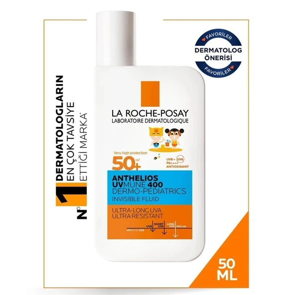 La Roche Posay Anthelios Dermo Pediatrics Uvmune 400 Invisible Fluid Yüz Güneş Kremi SPF50+ 50ML 3337875886307