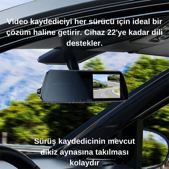 Coofbe HD 1080P Ön Arka Sürüş Kaydedici Dikiz Aynası Araç Kamerası Araç Oto Kamera Sürüş Kamerası Ayna - 2