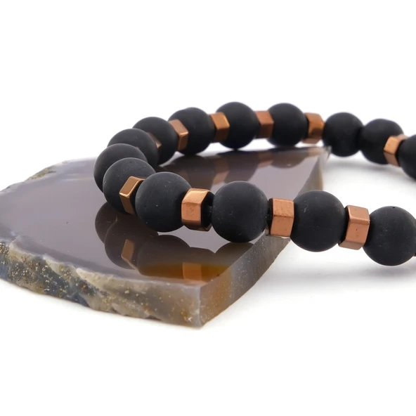 Kaplangözü Hematit Doğal Taş Erkek Bileklik EBLK-502 - 4