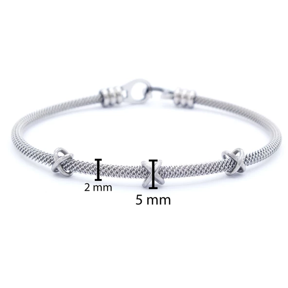 316L Çelik Düğüm Detaylı Gri Erkek Kelepçe Bileklik EBLK-422 - Resim 3