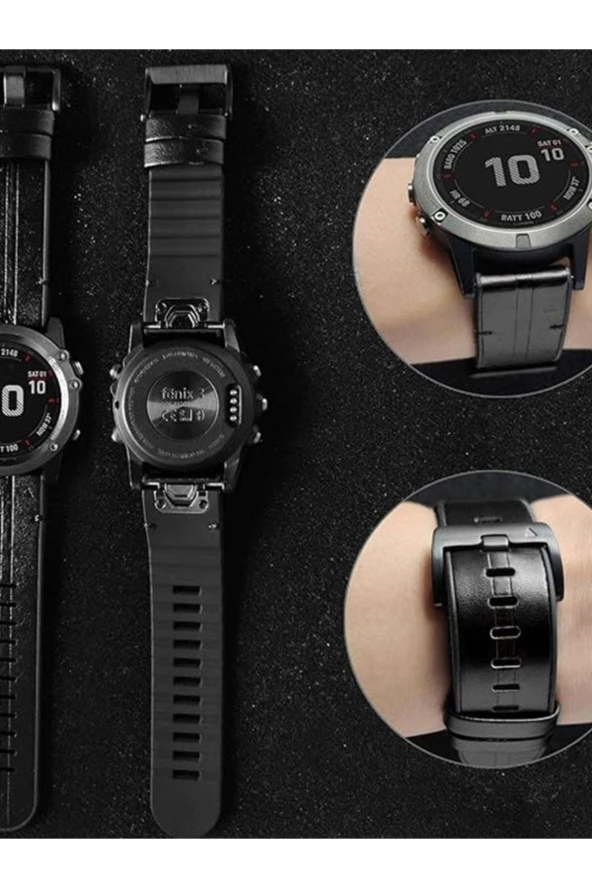 Garmin Fenix 3-3hr-3pro ile uyumlu Için Quick Fit Özellikli Deri Kordon - 2