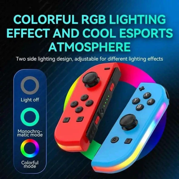 Nintendo Switch/Switch Oled Yüksek Kapasite Titreşimli RGB Işıklı Joy-Con Oyun Kolu - 8