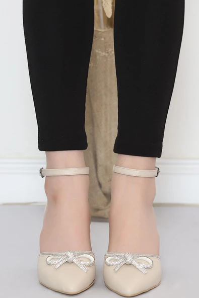 Moda Ayakkabı 01118 Ayışığı 7Cm Topuklu Kadın Ayakkabı - 4